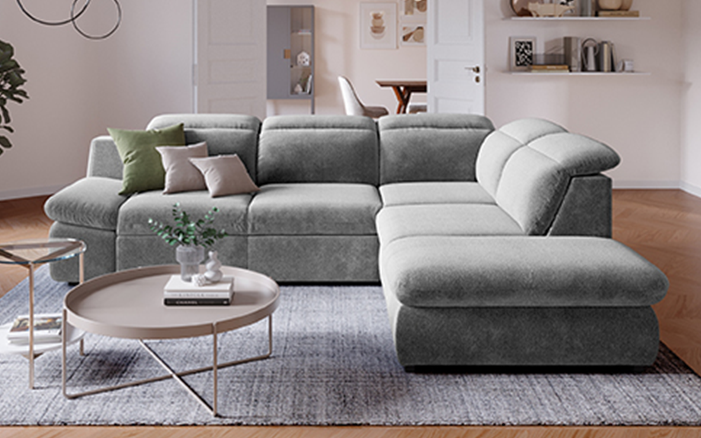 Extendable corner sofa Loran, grey  1